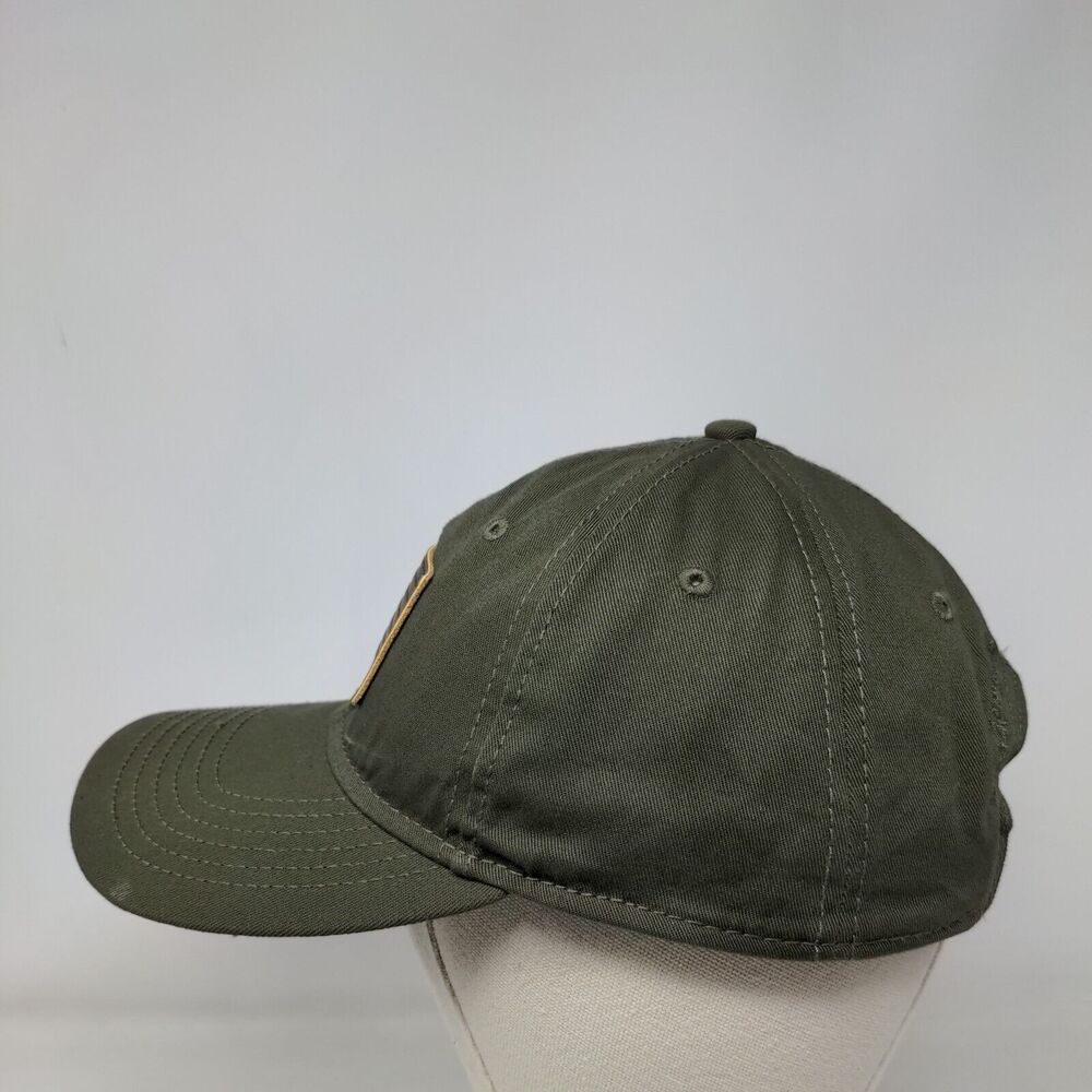 American Flag Leather Patch Strapback Hat Green O… - image 3